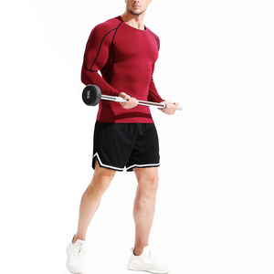 Wholesale Red Long Sleeve Shirt Workout <b>Athletic</b> Gym Lightweight Breathable Running Quick Dry Fit Men's Shirt - Product Image 5