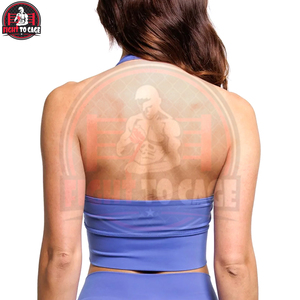 New Trendy Blue Color OEM ODM Service With Own Design Premium Quality Easy To Wear Latest Style Simple Halter Neck Sports <b>Bra</b> - Product Image 2