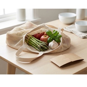 Bolsos Tote Ecológicos para Mujer en Beige Natural y Negro, Alta Calidad, Nuevos, Longitud Superior 350 mm, Material: Malla de Algodón de Primera Calidad (5oz) - Product Image 2