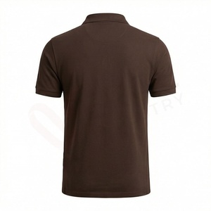 Polo en piqué à manches courtes pour homme, couleur marron, coupe classique, tricot uni, design décontracté - Product Image 2