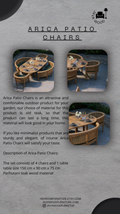 Ensemble de table à manger d'extérieur en teck, 6 places, résistant aux intempéries, meubles de jardin, style traditionnel, utilisation en cour - Product Image 6