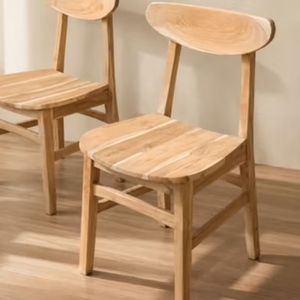 Chaise de salle à manger moderne en teck massif, design scandinave, pieds coniques, revêtement en cuir PU durable et confortable, stable - Product Image 5