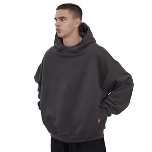 Sweat-shirts à capuche surdimensionnés pour hommes, imprimés sur mesure, double couche, coupe courte et ample, 100% coton, pour l'hiver, ODM - Product Image 2