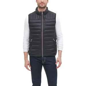 Zipro Industries Z-I-351 <b>Men's</b> <b>Black</b> Stand Collar Puffer <b>Vest</b> Zipper Closure Windproof Casual Winter Solid Color Thick Polyester - Product Image 5
