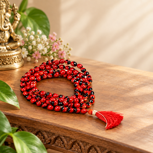 Collier vintage religieux en perles Gunja Ratti rouges, perles de graines naturelles, pour cadeau de mariage, fête, fiançailles, anniversaire - Product Image 3