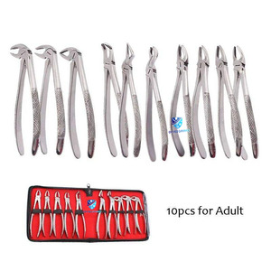 10Pcs Adult Dental Tooth Extraction Forceps <b>Set</b> Stainless Steel Surgical Tooth Pulling <b>Pliers</b> Manual Oral Surgery Extraction tol - Product Image 1