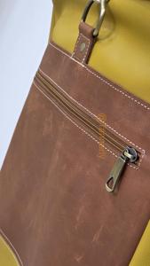 Genuine Leather Roll Top <b>Backpack</b> Mens Retro School Bag Cowhide Travel Rucksack <b>Large</b> Capacity Laptop LTBP-0095 - Product Image 5