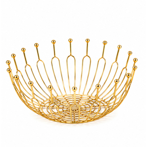 Modern Stainless Steel Wire Fruit <b>Basket</b> Pedestal Base Metal Fruit Bowl Centerpiece Luxury Countertop Kitchen Vegetable <b>Basket</b> - Product Image 3