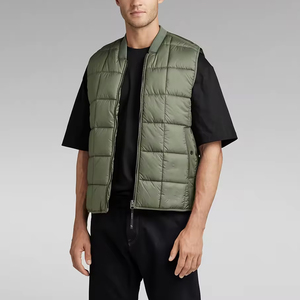 Chaleco Acolchado de Invierno para Hombre, Azul, con Capucha, Sin Mangas, con Múltiples Bolsillos Utilitarios, Cierre de Botones a Presión - Product Image 1