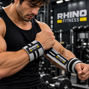 Bandes de maintien pour poignet gauche RHINO FITNESS en coton rose avec fermeture auto-agrippante pour la musculation - Product Image 2