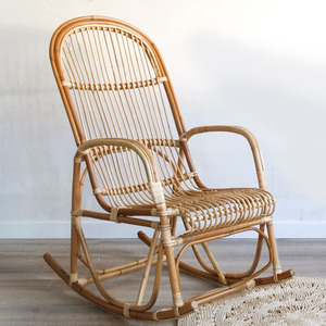 Sillón mecedor de ratán para sala de estar y dormitorio, silla mecedora de caña más vendida en tamaños pequeño y grande. - Product Image 3