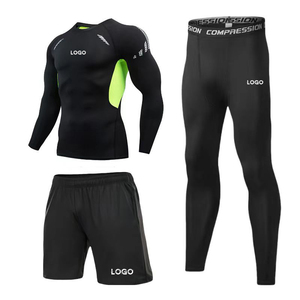 Custom <b>Mens</b> Long Sleeve <b>Compression</b> Set Quick Dry <b>Compression</b> <b>Shirt</b> and Shorts Breathable Moisture Wicking Gym Running Training - Product Image 3