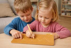 Juguete de Madera con Tablero de Trazado en Zigzag para Niños, para Practicar Habilidades de Escritura, Tablero de Madera con Trazado en Zigzag para el Desarrollo Temprano de Habilidades - Product Image 2