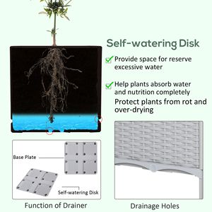 Jardinière surélevée auto-arrosante grise en 2 parties avec pieds pour la culture de fleurs, d'herbes et de légumes - Product Image 3