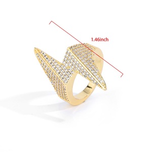 Mens 925 <b>Silver</b> Moissanite Lightning Bolt <b>Ring</b> Iced Pave <b>Statement</b> Jewellery Luxury Fashion <b>Ring</b> For Men - Product Image 2
