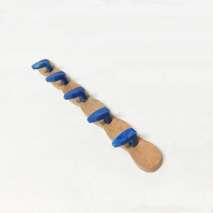 Handmade Wooden Wall Hook Rack with Blue Resin Hooks Decorative <b>Key</b> Holder Coat Rack Entryway Organizer <b>hanger</b> - Product Image 4