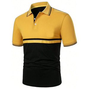 T-shirt Homme Jaune et Noir 100% Coton à Manches Courtes Tricoté Coupe Droite Décontracté avec Logo Avant Séchage Rapide Design Uni - Product Image 2