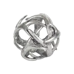 Escultura Metálica Plateada Contemporánea, Diseño Geométrico Abstracto, Decoración Artística Hecha a Mano para Sala de Estar ZE-3393G - Product Image 3