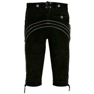Lederhosen traditionnels pour hommes en laine noire, cuir véritable bavarois, motif droit, broderie, détails classiques, tailles européennes 46-62 - Product Image 5