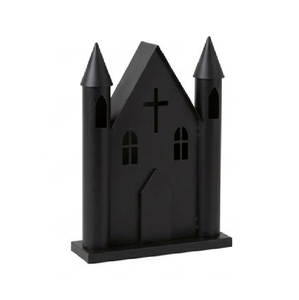 Portavelas de hierro vintage hueco de moda, estilo casa embrujada, para velas de té - Product Image 3