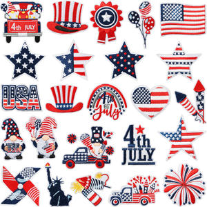 Patch brodé thermocollant, motif drapeau américain feux d'artifice, 5,2 cm, forme irrégulière, applique en tissu pour accessoires vestimentaires - Product Image 6