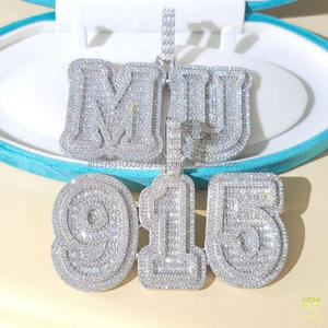 Luxury Moissanite Diamond " 915 " Number Pendant With Rope <b>Chain</b> Full <b>Iced</b> <b>Out</b> Hip Hop Necklace Jewelry - Product Image 4