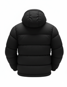 Chaqueta acolchada negra con capucha para hombre, abrigo grueso y cálido de invierno, chaqueta informal con cremallera a prueba de viento para exteriores, venta al por mayor, OEM, personalizada - Product Image 2