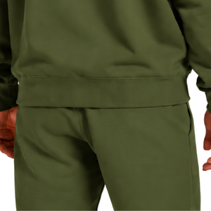 Sweat-shirt vert olive pour homme, col rond, manches longues, pull décontracté en polaire, logo personnalisé, streetwear, vêtements de sport d'hiver, vente en gros - Product Image 6