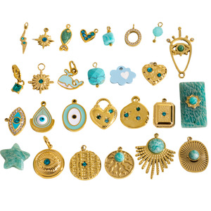 Turquoise Dream Bouquet | 18K PVD Gold Plated Stainless Steel Charm Pendant for DIY Jewelry Making | Waterproof & Hypoallergenic - Product Image 6