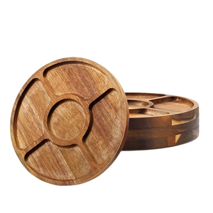 Juego de 5 bandejas de servicio divididas de madera de acacia sostenible, ideales para uso en cocina o mesa para servir aperitivos, frutas, queso o postre - Product Image 5