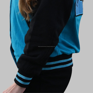 Chaqueta universitaria de lana de algodón personalizada para hombre de talla grande con cuello levantado y logotipo de estilo callejero y diseño de letras bordadas con Flash - Product Image 6