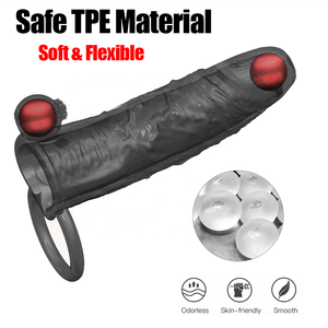 דילדואים רטט קונדום הגדלת פין מכשיר זין פין שרוול זין ויברטור לשימוש חוזר קונדום מין לגבר - Product Image 4