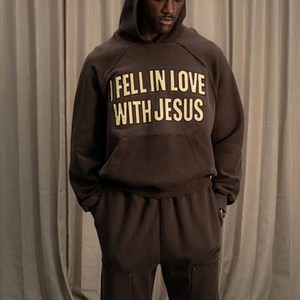 Sudadera con Capucha Premium de Felpa Francesa I Fell In Love With Jesus para Hombre, Mujer y Jóvenes, con Bordado de Letras Personalizado y Parche de Chenilla, Venta al Por Mayor - Product Image 1