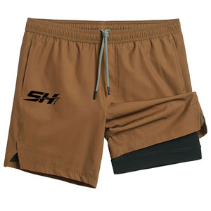 Comfortable Fit 2 in 1 Gym <b>Shorts</b> For <b>Men</b> Featuring Lightweight Outer Layer Polyester Spandex <b>Compression</b> Liner Wear Low Price - Product Image 1