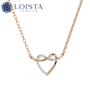 LOISTA สร้อยคอจี้รูปหัวใจประดับเพชรทองคำขาวสำหรับผู้หญิง สวมใส่ได้ทุกวัน โรแมนติก เครื่องประดับเพชรธรรมชาติสี G - Product Image 3