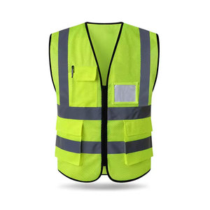 Gilet de travail haute visibilité pour les ouvriers du bâtiment avec plusieurs poches, gilet réfléchissant pas cher en toile, décoration imprimée décontractée - Product Image 1