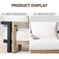 Ensemble de mobilier de jardin extérieur 8 places en aluminium moderne résistant à la rouille pour projets hôteliers, mobilier de balcon toutes saisons