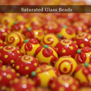 EXCEL EXPORTS Perles de verre artisanales enfilées, 8 pouces de long |   Taille des perles 16×18mm Rondes |   Perles décoratives pour travaux manuels DIY - Product Image 2