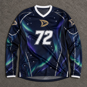 Jersey de Motocross Estampado Premium Plus Size, Camiseta de Carreras MX Personalizada por Sublimación, Ropa Transpirable de Manga Larga para Off-Road - Product Image 1