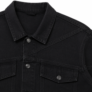 Veste en jean noire pour homme, décontractée, coupe ample, délavée à l'acide, respirante, en coton écologique, avec poches, automne-hiver - Product Image 6