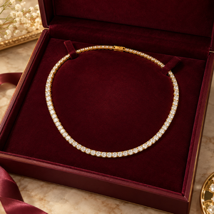 Collar de tenis de diamantes cultivados en laboratorio de 22 pulgadas de primera calidad |   Diamantes de Corte Redondo de 3MM y 0.10 CT en Oro de 9KT, Joyería al por Mayor, Lujo Nupcial B2B - Product Image 4