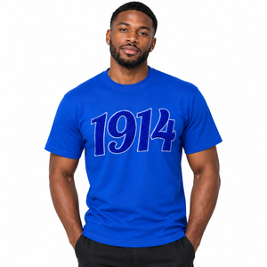 Camiseta de Hombre Phi Beta Sigma Azul Rey 1914, Manga Corta, Cuello Redondo, Diseño con Número Bordado, Fraternidad, Informal, Algodón, Verano - Product Image 1