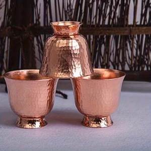 Ensemble de 4 élégantes coupes à Moscow Mule en argent, avec revêtement en cuivre, en métal martelé - Product Image 5