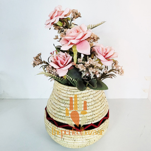 Pot de fleurs biodégradable en herbe de Munj avec un design rustique vintage pour la maison et le jardin - Product Image 2