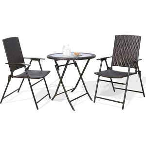 Set da bistrot pieghevole in vimini da esterno 3 pezzi per balcone o giardino - Product Image 1