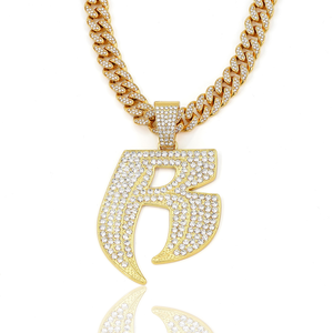 Colgante de Hip Hop con Letra B de Plata 925 y Chapado en Oro de 18K con Moissanita, Joyería Unisex para Uso Diario - Product Image 3