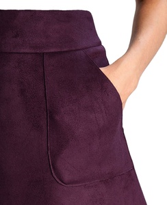 Jupe crayon en cuir à motif uni, taille basse, boutonnée, fendue, en daim, courte, pour femmes de bureau, grande taille, hiver, broderie - Product Image 1