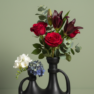 Luxury Dual-Spout Matte Black Metal <b>Vase</b> Elegant Handcrafted Modern Home Decor <b>Unique</b> Pitcher Style Centerpiece Single Unit - Product Image 4