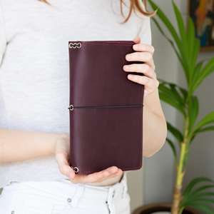 Housse de carnet en cuir véritable pliable de luxe, idéale pour les voyages, avec protection, rechargeable, porte-journal quotidien NBC-0022 - Product Image 1