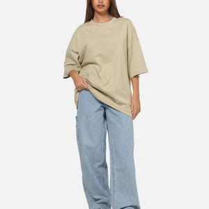 Camiseta Oversize de Algodón Grueso para Mujer, Hombros Caídos, Lisa, Personalizable con Gráficos, Top Casual Premium - Product Image 3